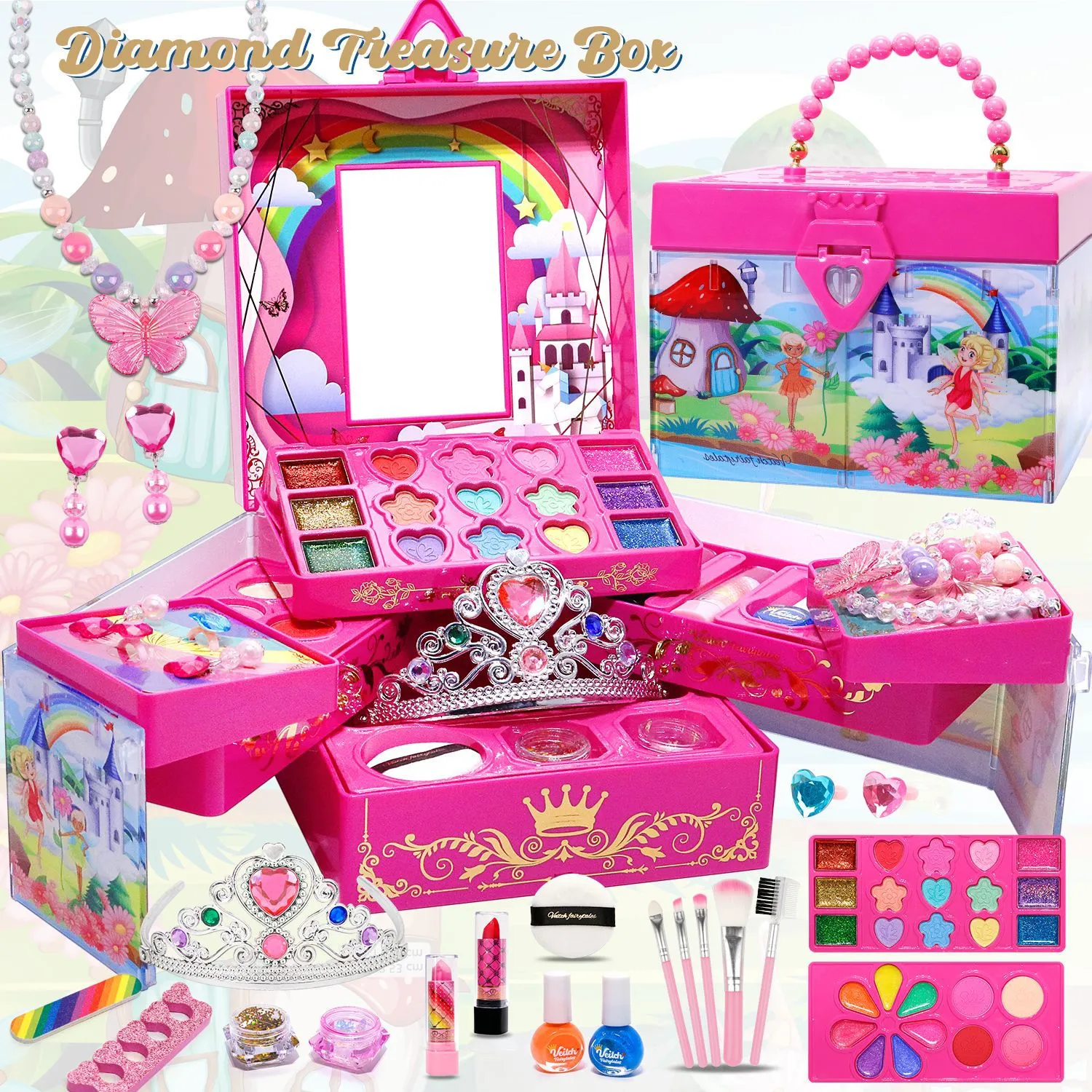 1.Fairy Forest Pink Kids Makeup Treasure Box