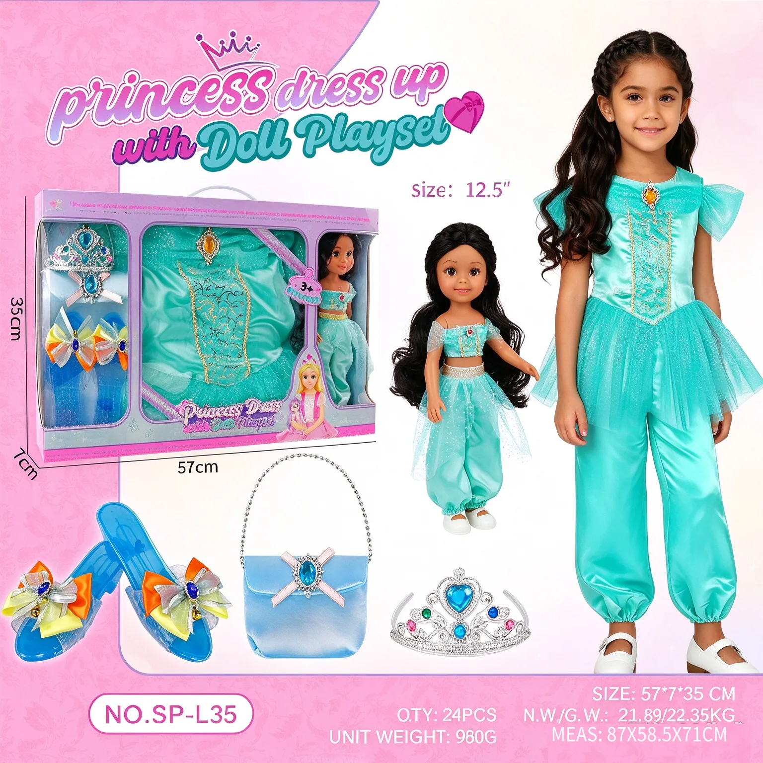 SP-L35 Jasmine Style Princess Dress Up Doll Set