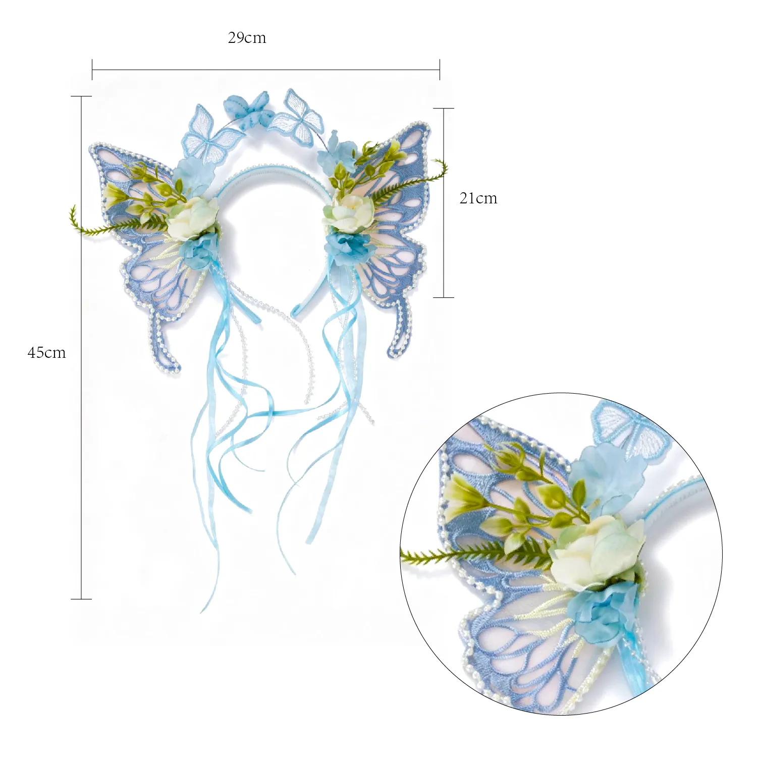 Blue Butterfly Fairy Headband (OPP Bag)