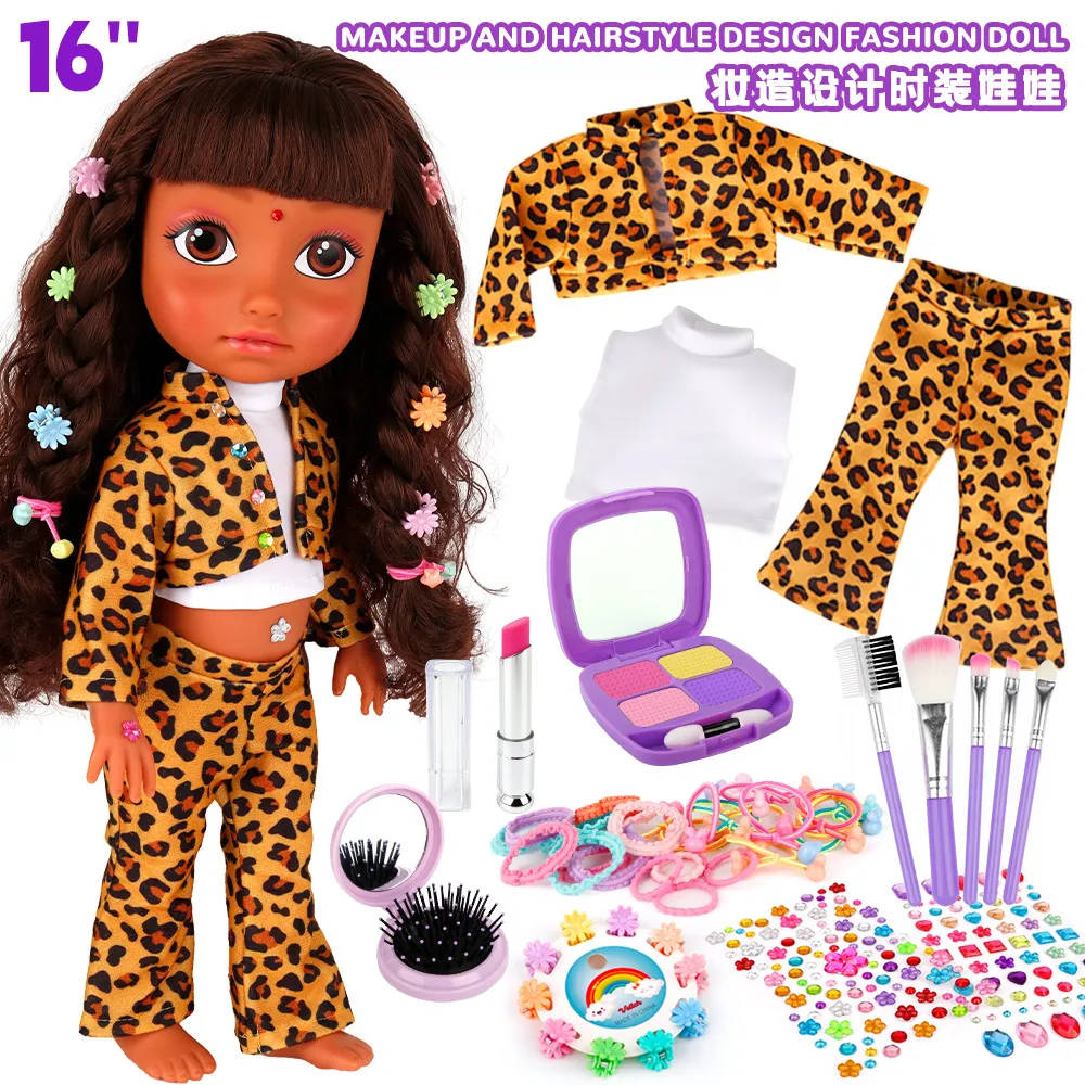 Leopard‑print Trendy Outfit‑16" Fashion Doll