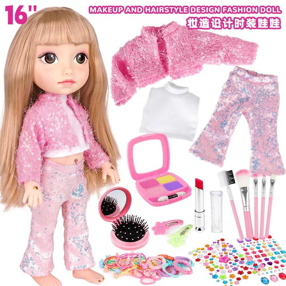 Light‑pink Sequin Outfit‑16" Fashion Doll