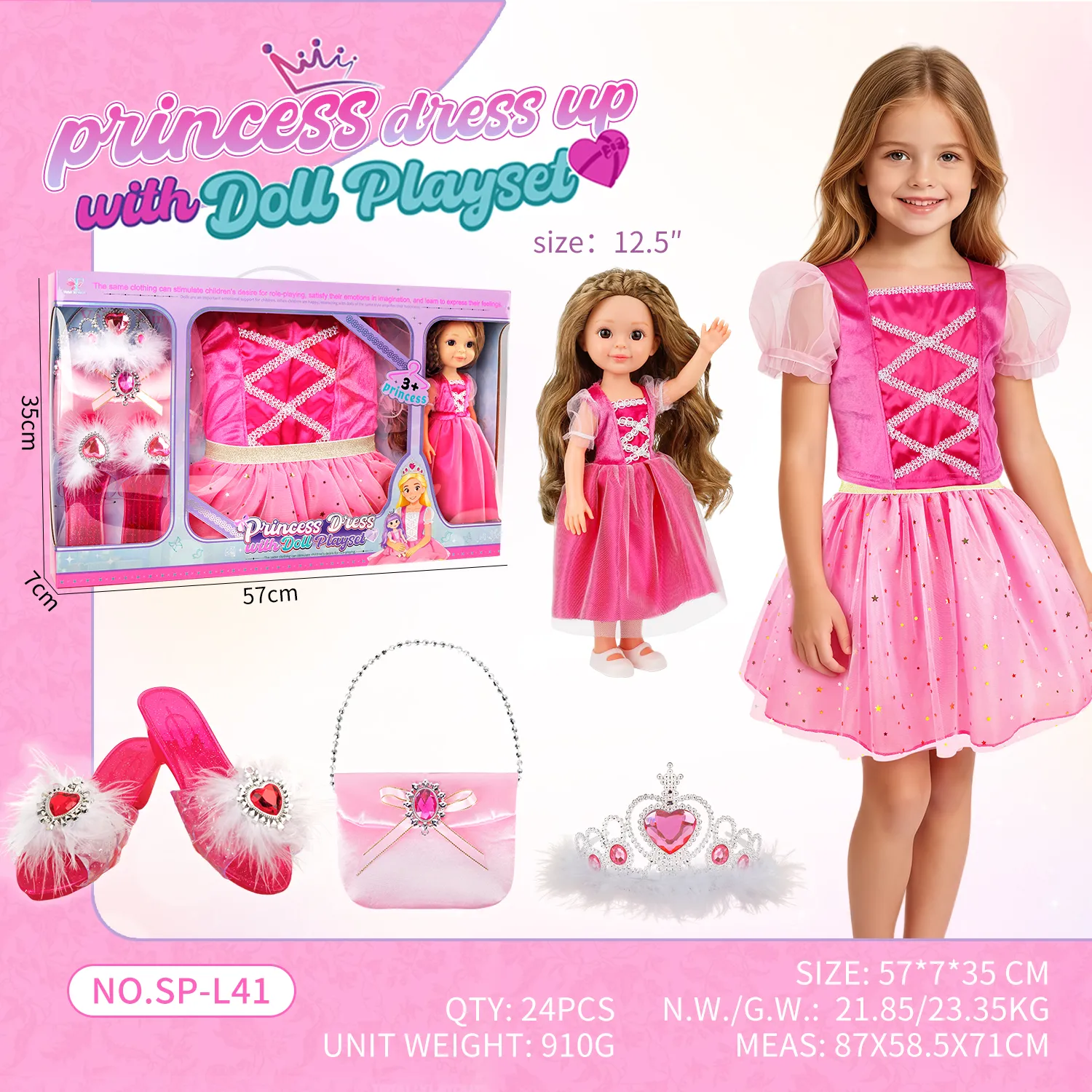 SP-L41 Hot Pink Princess Dress Up Doll Set