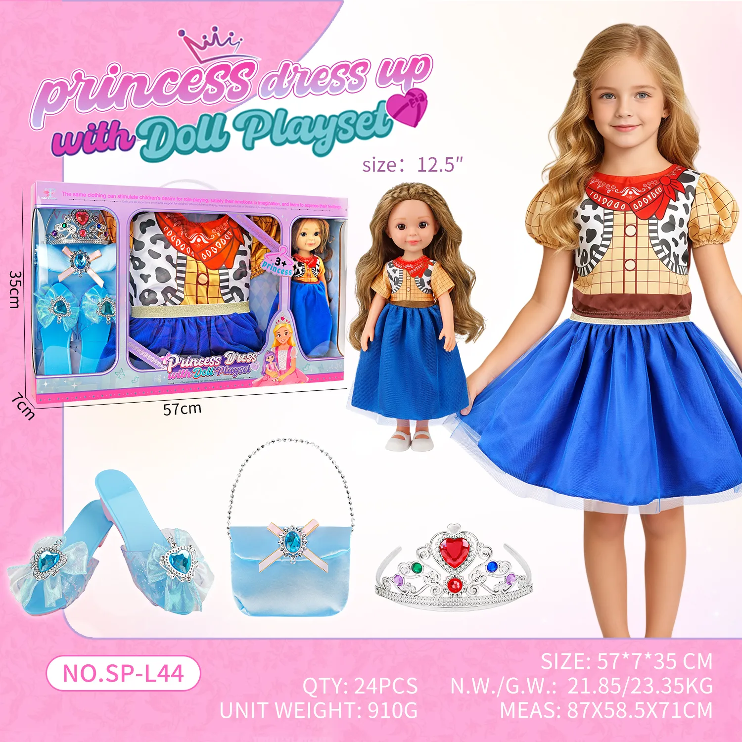 SP-L44 Cowgirl Princess Dress Up Doll Set