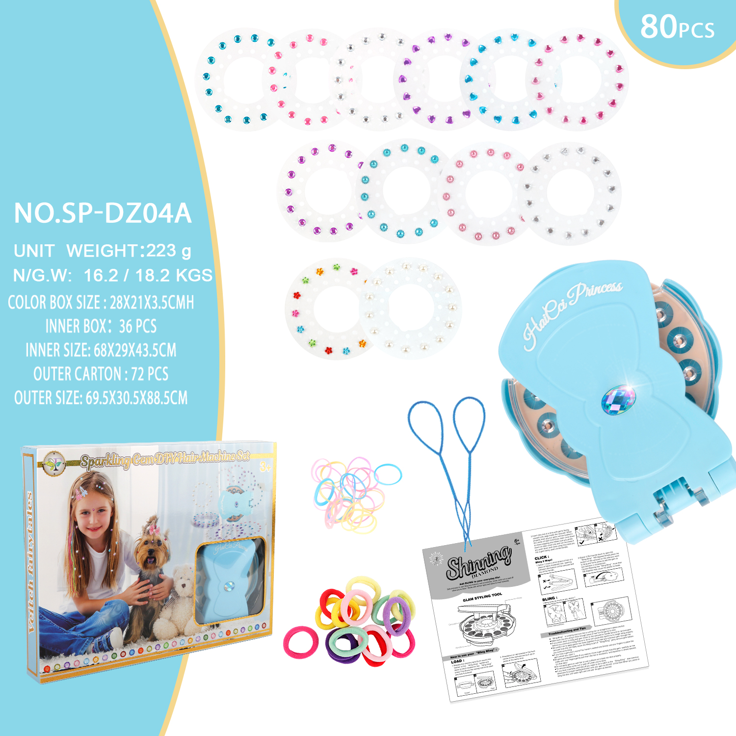 SP-DZ04A | Blue Hair Gem-Stamping Tool Set (Basic)
