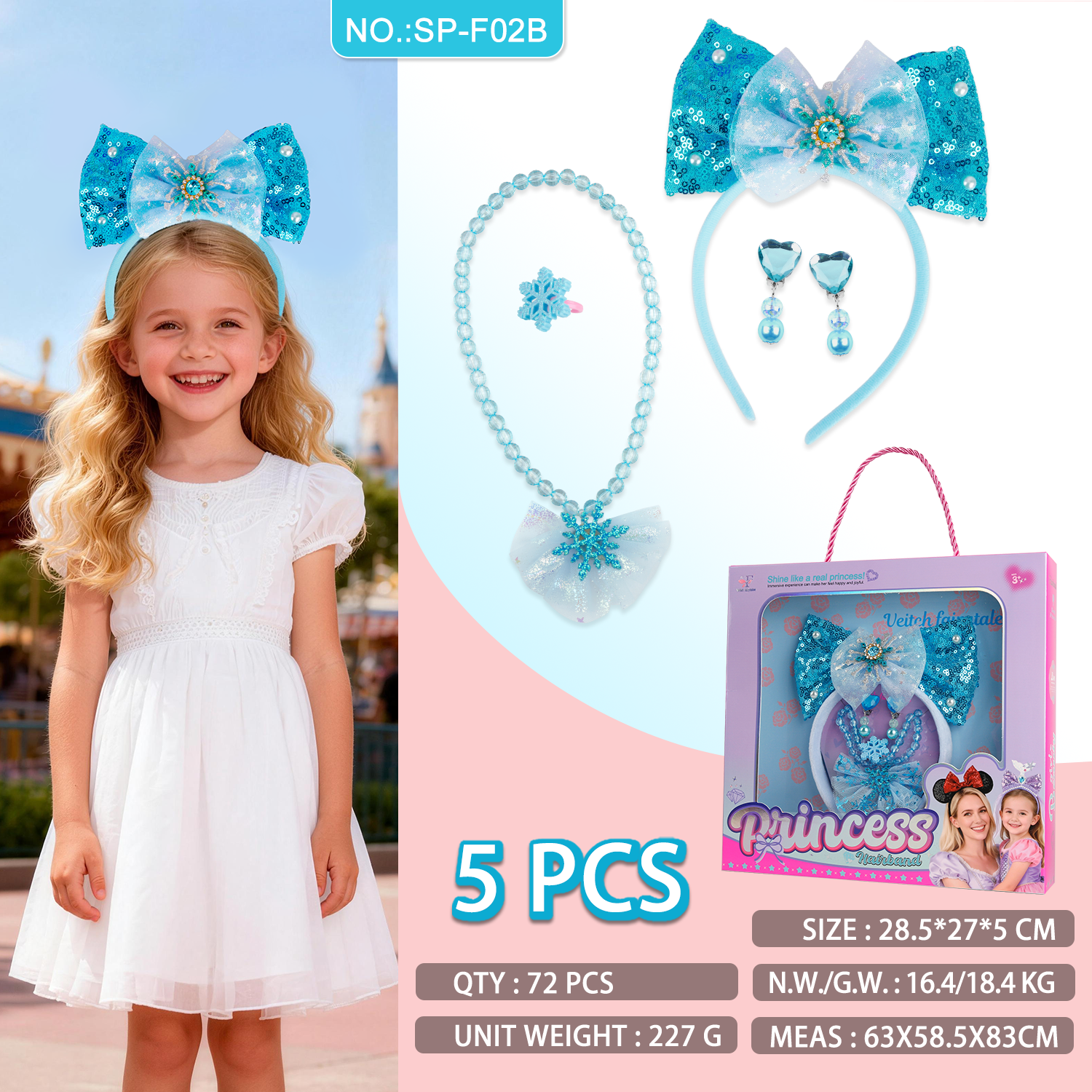 SP-F02B | Blue Large Bow Princess Accessory