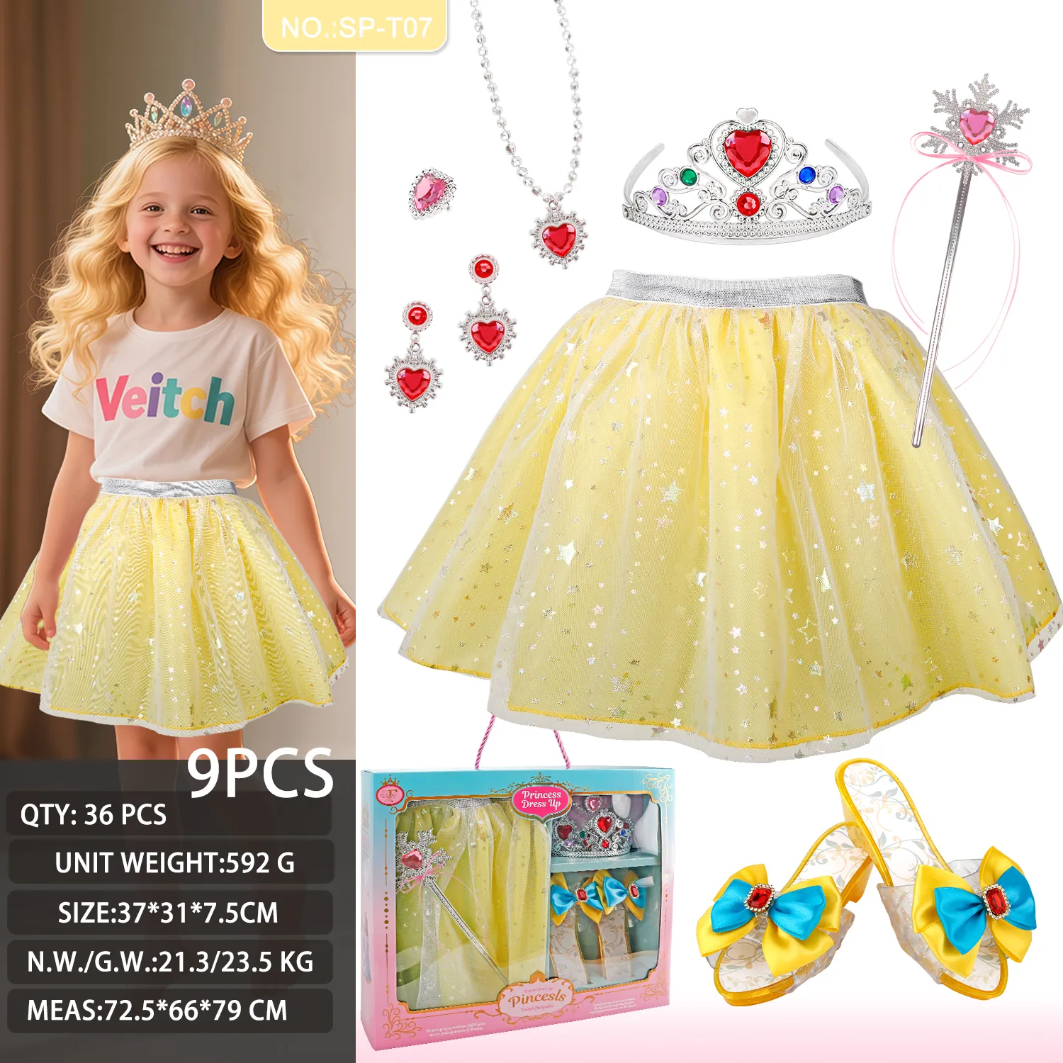 SP-T07 Blue Floral Princess Tutu Set