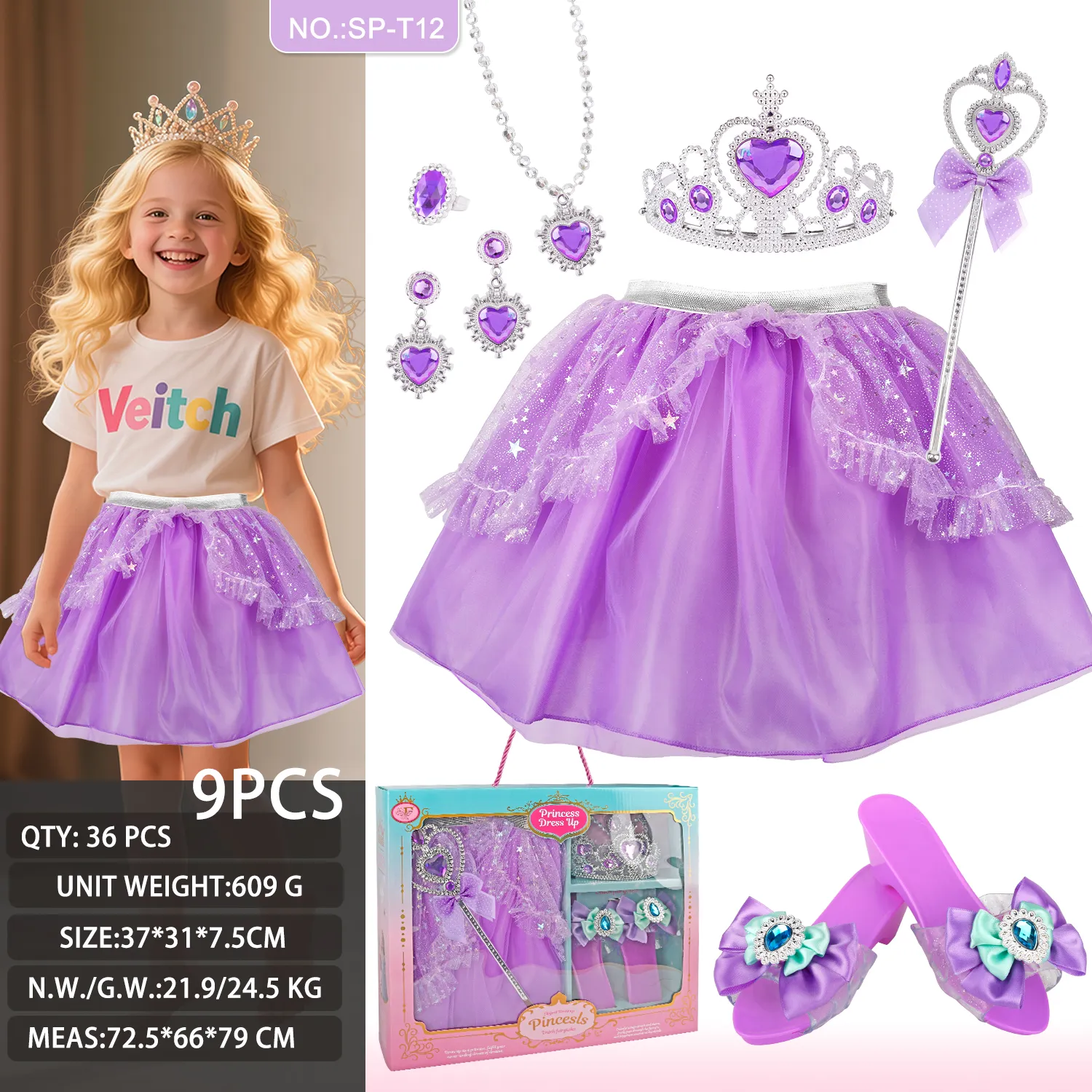 SP-T12 Blue Floral Princess Tutu Set
