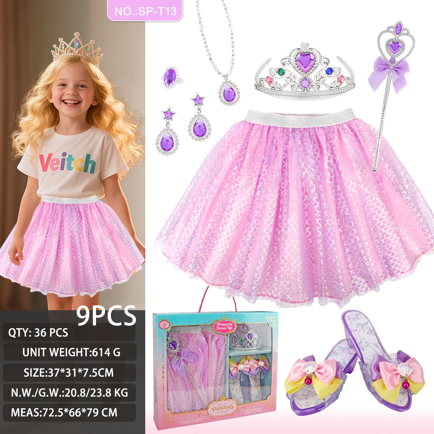 SP-T13 Blue Floral Princess Tutu Set